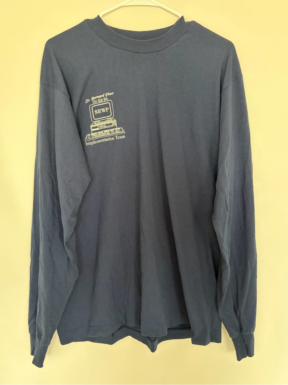 Vintage 1994 Blue Procter & Gamble P&G St Bernard Plant SEWP Long Sleeve Tee XL